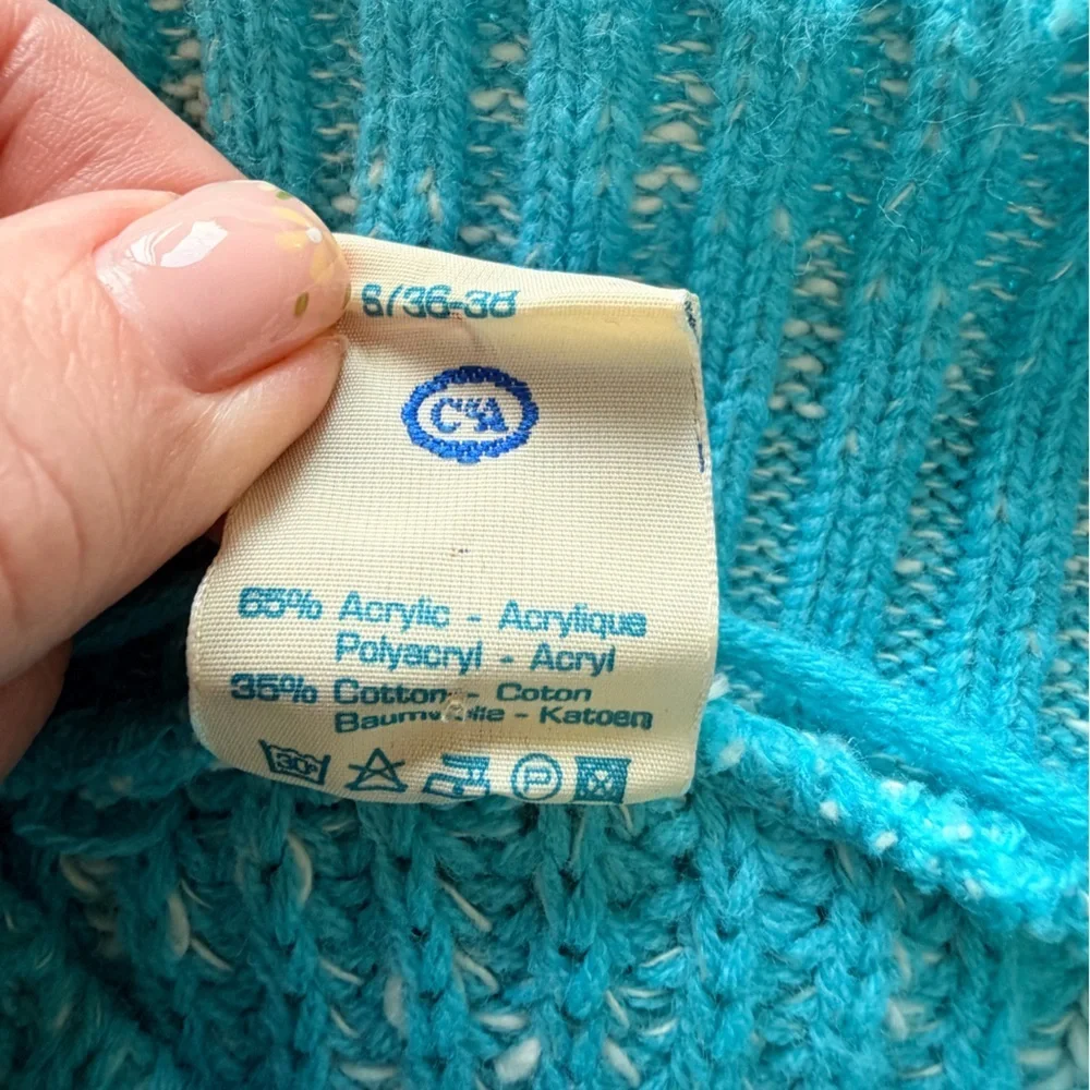 Yessica Aqua Short Sleeve Knit Sweater Textured Cotton Blend Women’s Size small